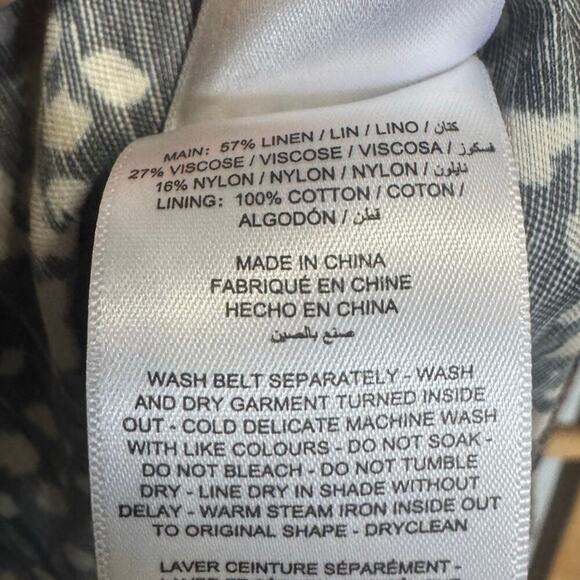 Acler NWOT Warner Belted Dress Puff Sleeves Linen A Line Maxi Black Brown Size 6 - Picture 13 of 15